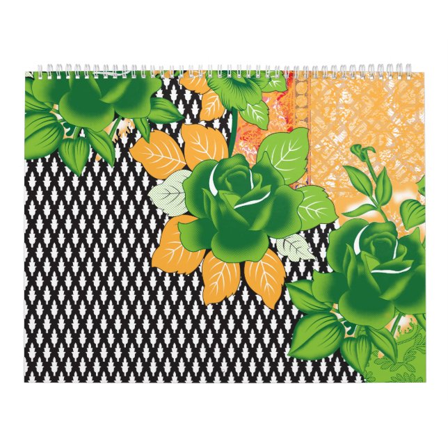 Calendário design de uma parede verde e amarela pendurada (Capa)