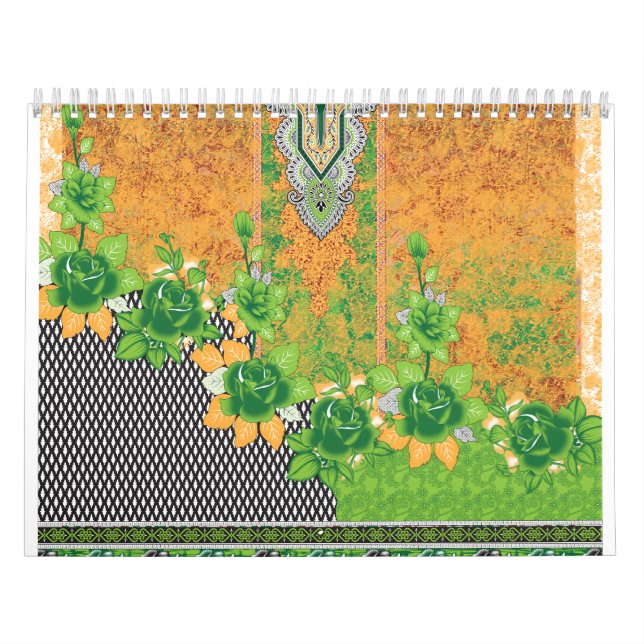 Calendário design de uma parede verde e amarela pendurada (Capa)