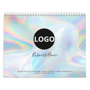 Calendário Design minimalista e Na moda Holográfico