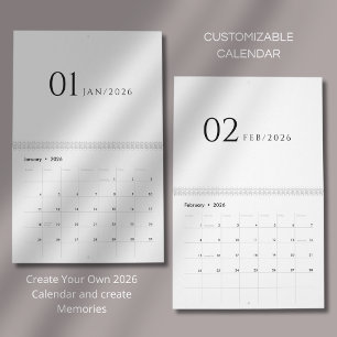 Calendário Design Minimalista Limpo