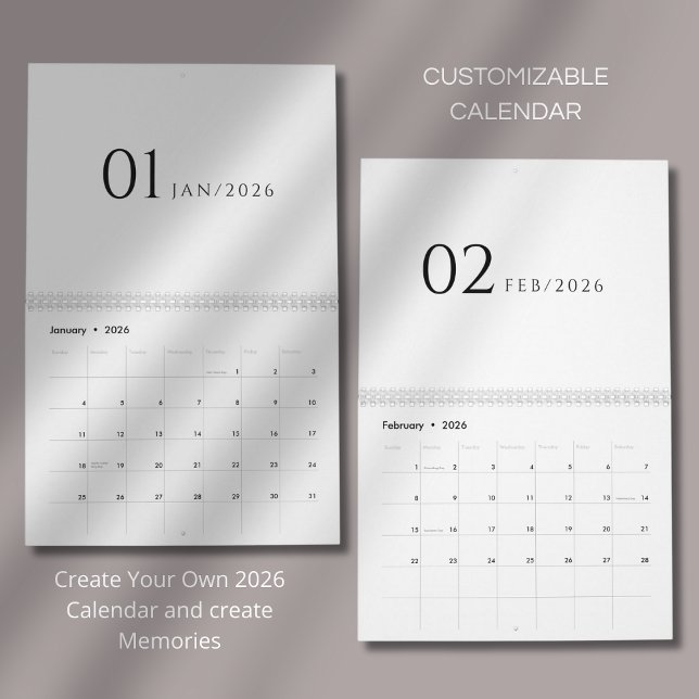 Calendário Design Minimalista Limpo (Criador carregado)
