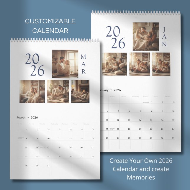 Calendário Design Moderno de Foto Simples (Criador carregado)