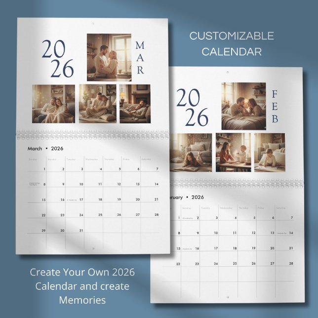 Calendário Design Moderno de Foto Simples (Criador carregado)