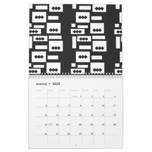 Calendário Design simétrico geométrico branco com nítido, cír