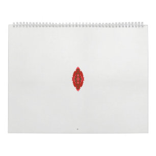 Calendário design vermelho e castanho sobre fundo branco