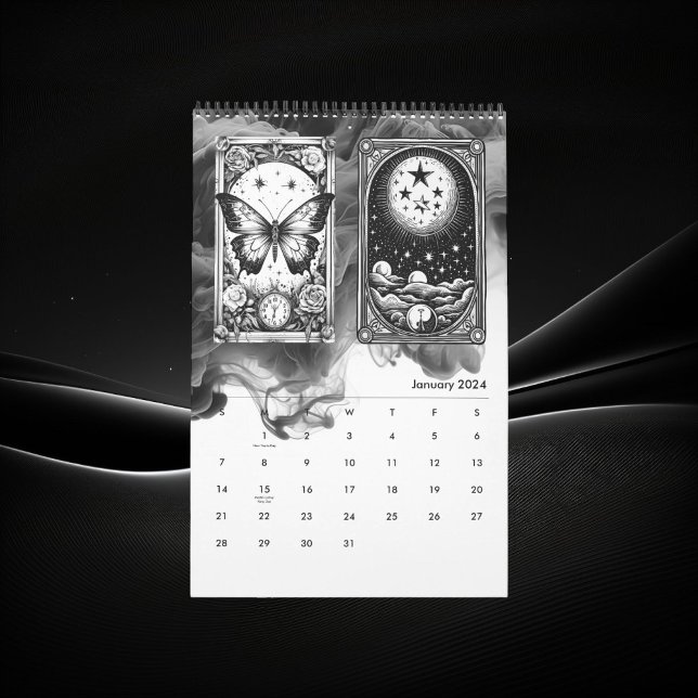 Calendário Designer Preto e Branco da Placa Tarot Moderna (Criador carregado)