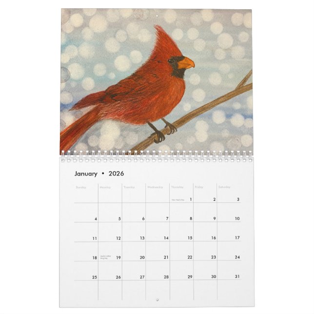 Calendário Designs Sazonais de Aquarela (Jan 2026)