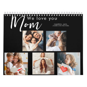 Calendário dia de as mães, mãe, colagem de fotos, nós te amam