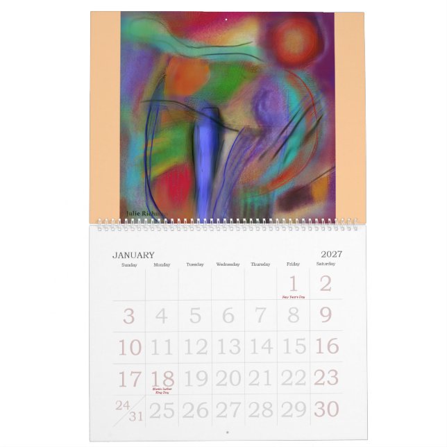Calendário digital do desenho das ABSTRACÇÕES (Jan 2027)