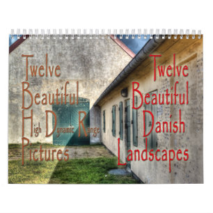 calendário dinamarquês bonito de 12 paisagens