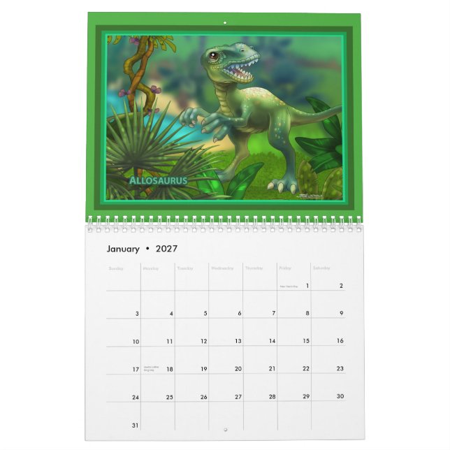 Calendário Dinossauros 2012 (Jan 2027)