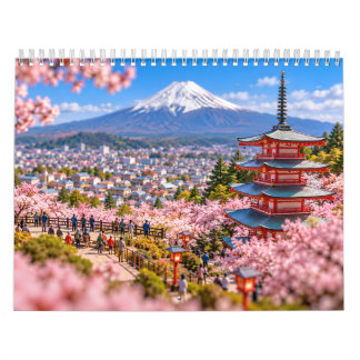 Calendário Diorama-style famous Japanese tourist spots