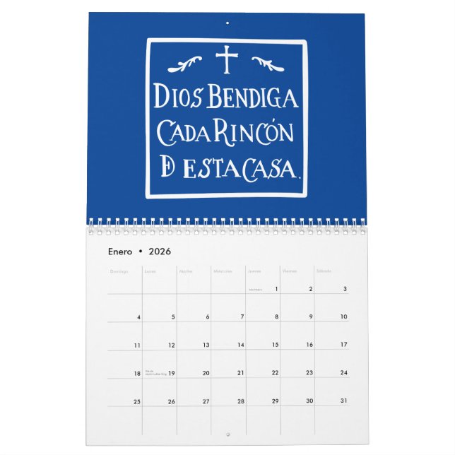 Calendário Dios bendiga cada rincon (Jan 2026)