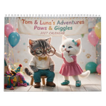 Calendário Divertido de Tom & Luna 2027 - Patas e
