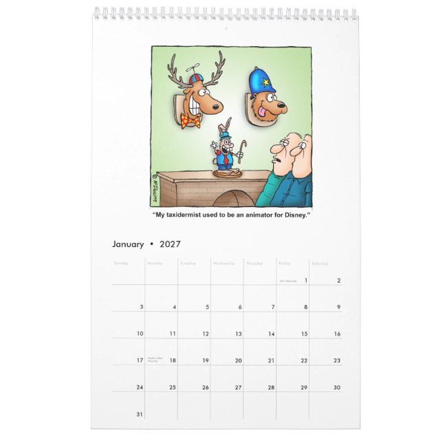 Calendário divertido dos desenhos animados da caça (Jan 2027)