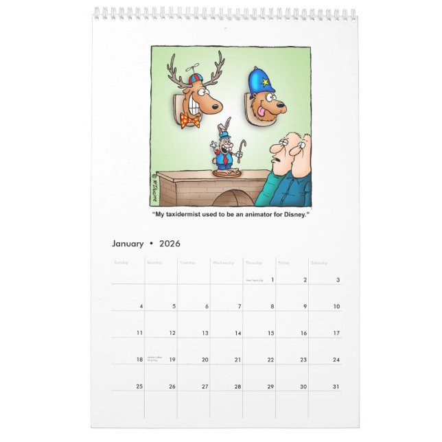 Calendário divertido dos desenhos animados da caça (Jan 2026)