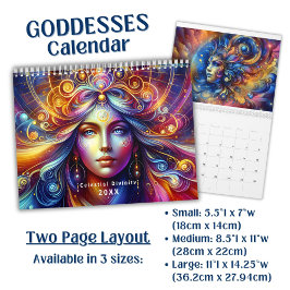 Calendário Divindade Feminina Celestial Colorida Brilhante