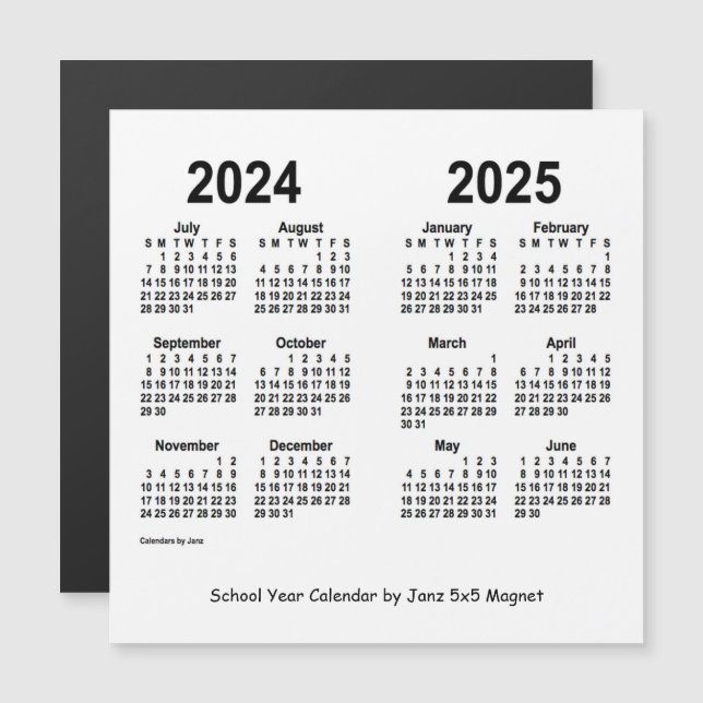 Calendário do Ano da Escola Branca 2024-2025 por J (Frente/Verso)