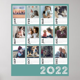Calendário do Ano de 2022 Poster de Colagem de Fot