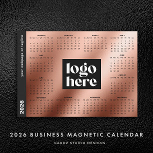 Calendário do ano de Cheio Dourado do Rosa de logo