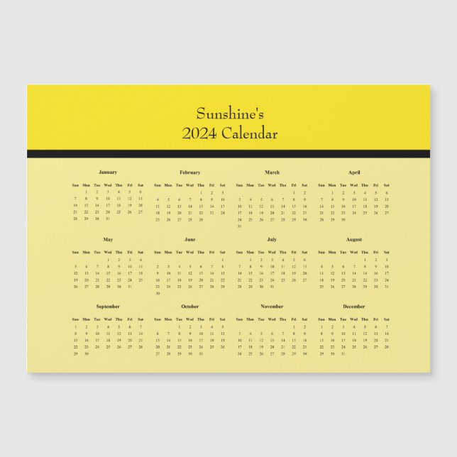 Calendário do ano de cheio personalizável de 2024 (Frente)