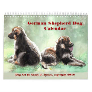 Calendário do cão de german shepherd