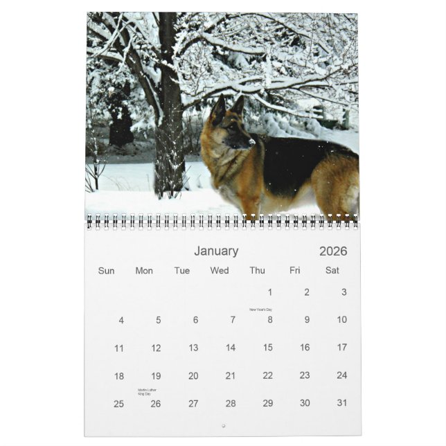Calendário do cão de german shepherd 2013 (Jan 2026)
