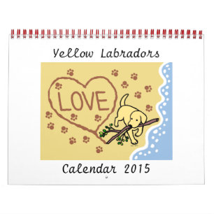 Calendário do Cartoon Amarelo Labrador Retriever 2