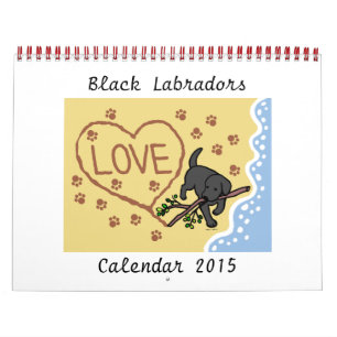 Calendário do Cartoon do Black Labrador Retriever 