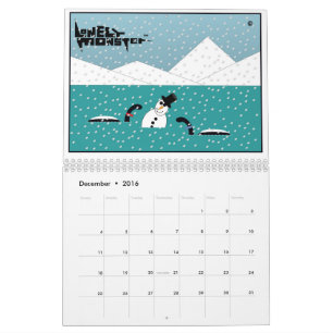 Calendário do Cartoon do Monstro do Solitário (D