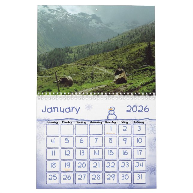 CALENDÁRIO DO COBRIR DO DIVERTIMENTO DA VACA (Jan 2026)