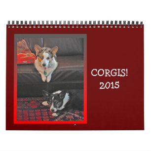 Calendário do Corgi 2015 do casaco de lã