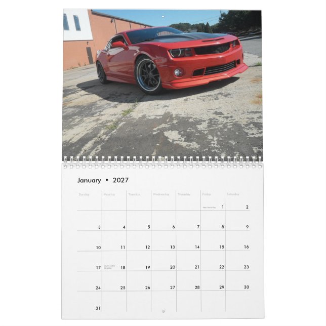 Calendário do costume do desempenho de tempo do (Jan 2027)