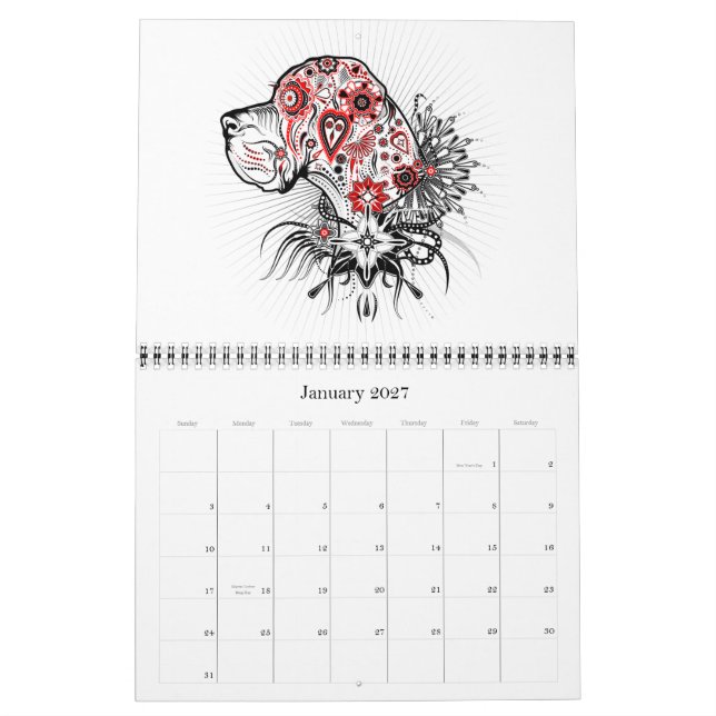 Calendário do Dogue Alemão de 15 Meses (Jan 2027)