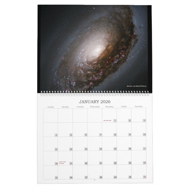 Calendário do espaço da galáxia de Hubble (Jan 2026)