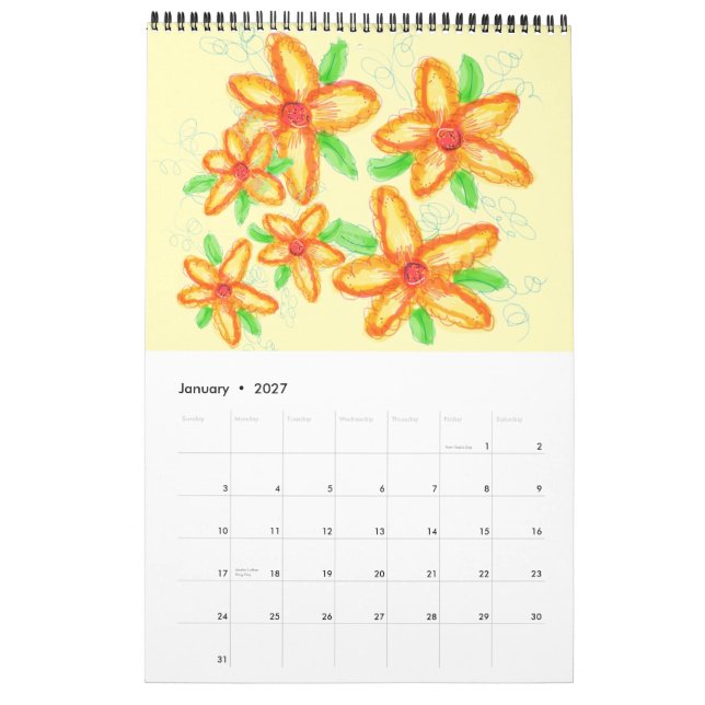 Calendário do feliz ano novo (Jan 2027)