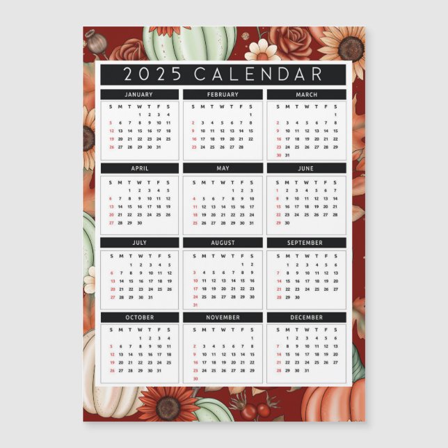 Calendário do Folheto de Girassol de 2025 - Ano de (Frente)