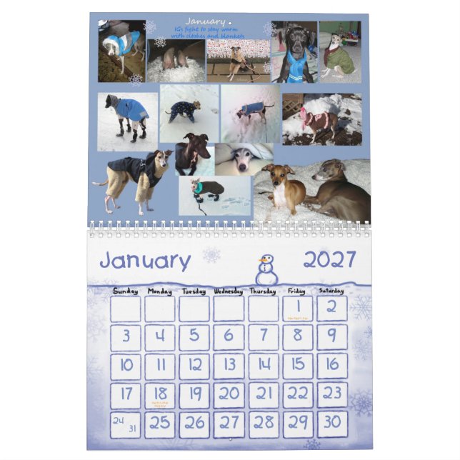Calendário do galgo italiano de IGWhispers 2012 (Jan 2027)