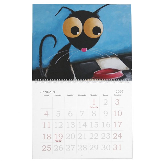 Calendário do gato de Stressie (Jan 2026)