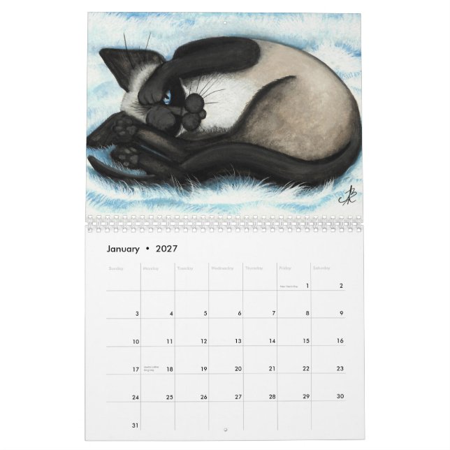 Calendário do gato Siamese por BihRle (Jan 2027)