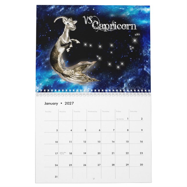 Calendário do gráfico do zodíaco (Jan 2027)