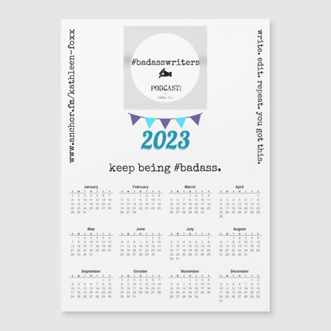 Calendário do ímã #badass 2023 (Frente)