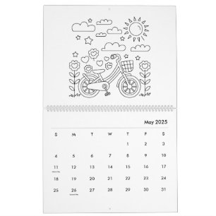Calendário do Livro de Coloração de Crianças Cutas