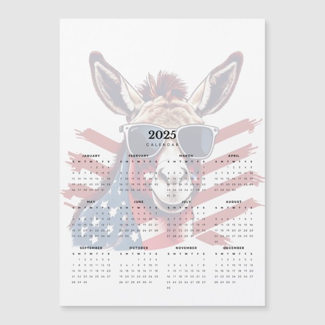 Calendário do Magnet Patriot Donkey Red White Azul (Frente)