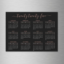 Calendário do Modern Script Black Rosa Dourado 202