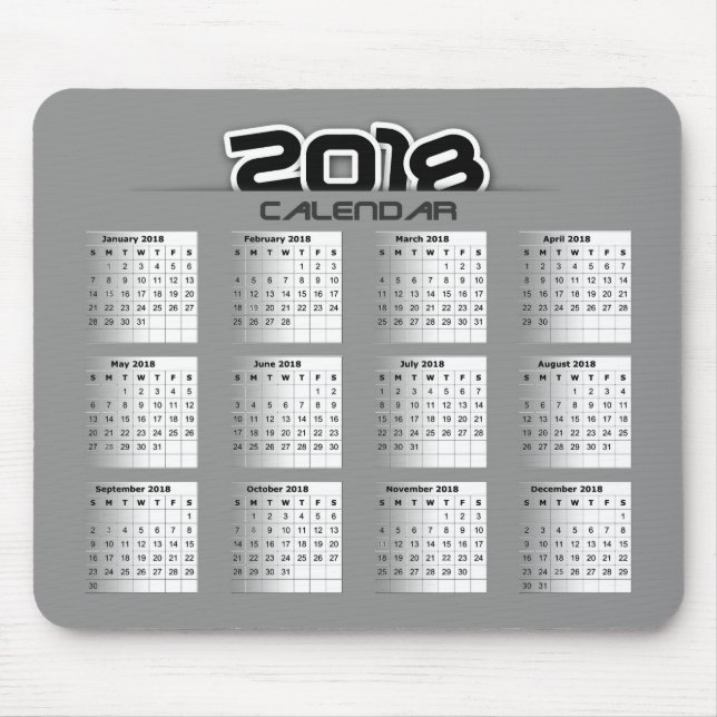 Calendário do Mousepad 2018 (Frente)