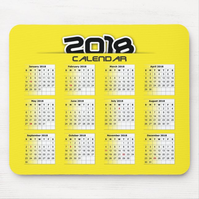 Calendário do Mousepad 2018 (Frente)
