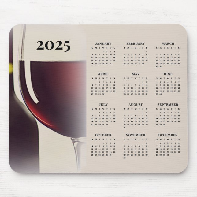 Calendário do Mousepad do Vinho para 2025 (Frente)