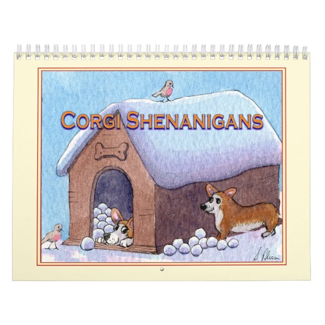 Calendário do mural do cão Corgi a partir de pintu (Capa)