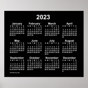 Calendário do Neon White Wall 2023 por Janz Poster